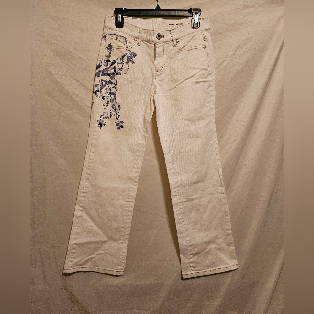 DKNY Jeans Embroidered,  White/Blue Sze 4P.